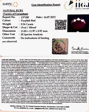 9.34/CT Natural Mozambique Ruby with Govt. Lab Certificate-(12210)